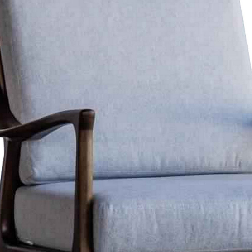 Dual Tone Wood and Fabric Lounge Chair with Curved Arms, Gray and Brown