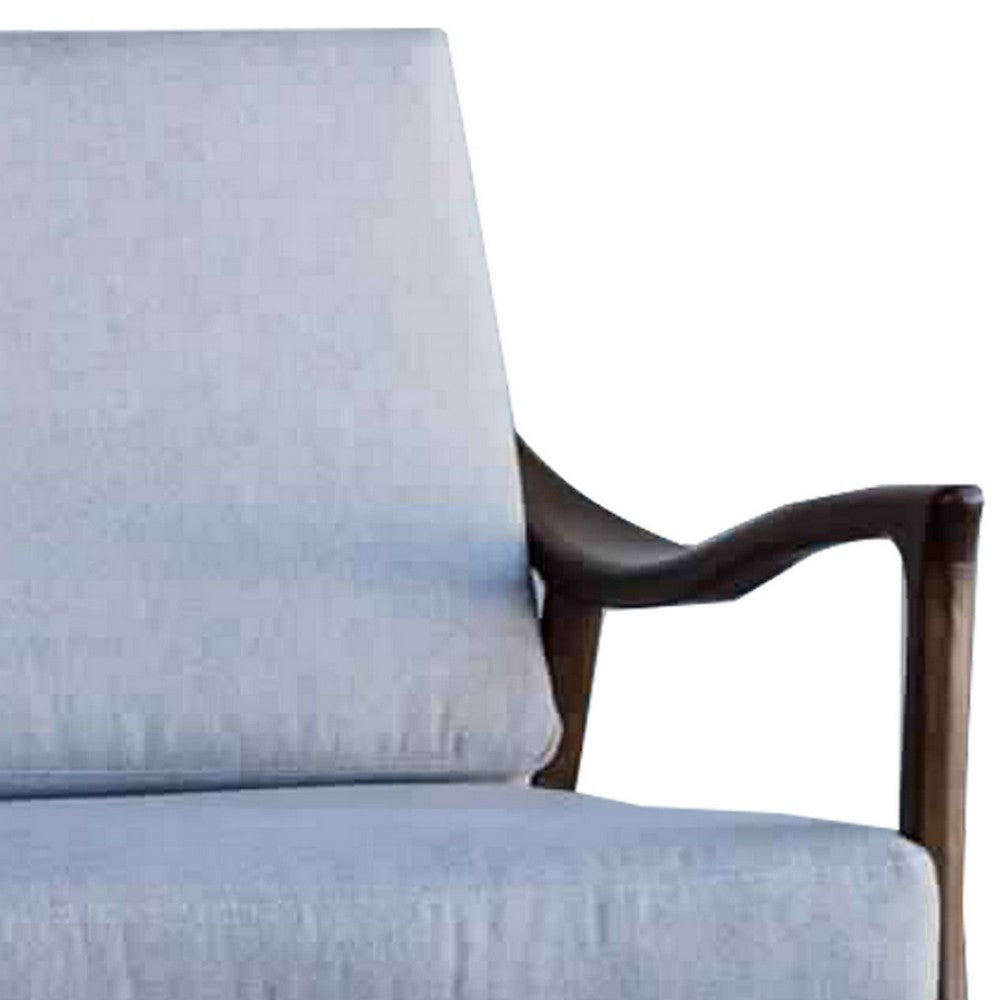Dual Tone Wood and Fabric Lounge Chair with Curved Arms, Gray and Brown
