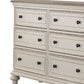 6 Drawer Wooden Dresser with Distressed Detail Antique White and Brown By Casagear Home BM222642