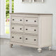 Wood Dresser | 6 Drawers | Hanging Pull Handles | White & Weathered Gray