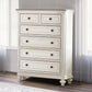 5 Drawer Wooden Chest with Distressed Detail Antique White and Brown By Casagear Home BM222644