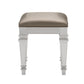 Leatherette Padded Vanity Stool with Tapered Legs and Molded Detail, Silver By Casagear Home