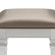 Faux Leather Vanity Stool | Tapered Legs | Molded Detail | Silver BM222649