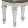 Leatherette Padded Vanity Stool with Tapered Legs and Molded Detail, Silver By Casagear Home