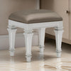 Faux Leather Vanity Stool | Tapered Legs | Molded Detail | Silver