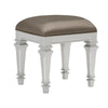 Faux Leather Vanity Stool | Tapered Legs | Molded Detail | Silver BM222649