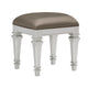 Faux Leather Vanity Stool | Tapered Legs | Molded Detail | Silver BM222649