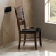 Faux Leather Upholstered Wood Side Chair | Ladder Back Design | Set of 2 | Brown