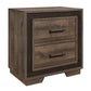 Wooden Nightstand with Sled Base and Metal Bar Pulls, Brown By Casagear Home