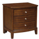 Wood Nightstand | 3 Drawers | Knobs | Brown