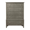 Wood Tall Dresser Chest | Natural Grain Texture | 5 Drawers | Gray
