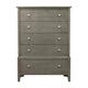 Wood Tall Dresser Chest | Natural Grain Texture | 5 Drawers | Gray