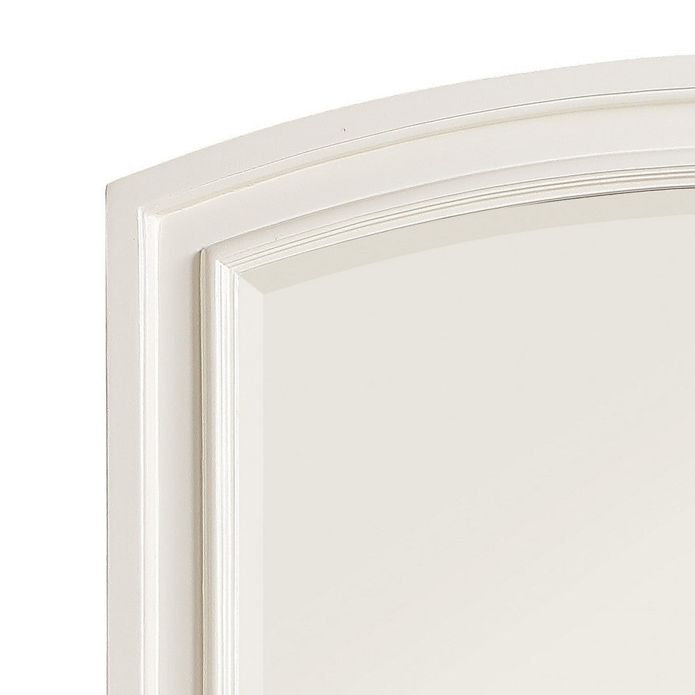 Wooden Mirror with Raised Edges and Curved Top White BM222734