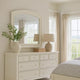 Wooden Mirror with Raised Edges and Curved Top, White