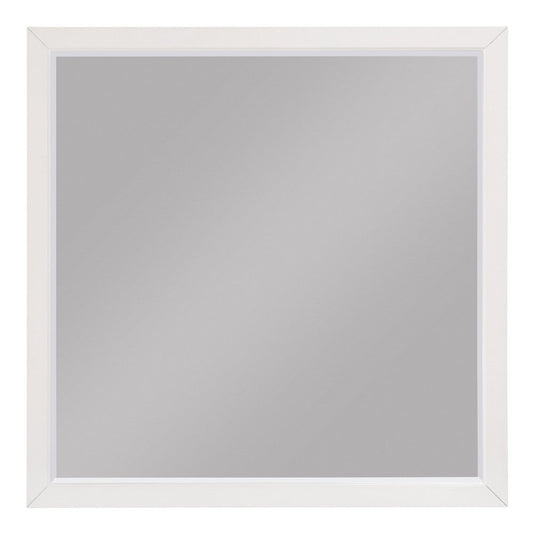 Transitional Style Square Wooden Frame Mirror, White By Casagear Home