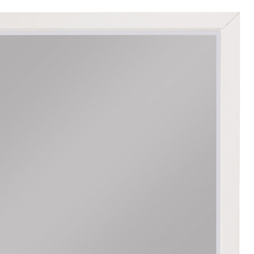 Transitional Style Square Wooden Frame Mirror White By Casagear Home BM222740