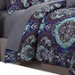 Split 6 Piece Reversible Printed Twin Size Complete Bed Set Blue By Casagear Home BM222765