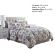 Lyon 6 Piece Floral King Comforter Set with Shirring The Urban Port Beige and Brown By Casagear Home BM222809