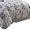 Lyon 6 Piece Floral King Comforter Set with Shirring The Urban Port, Beige and Brown By Casagear Home