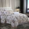 Lyon King Comforter Set | 6 Pieces | Floral Shirring | Beige & Brown