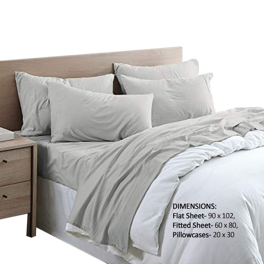 6 Piece Queen Size Microfiber Fabric Sheet Set with Pocket Gray BM222830