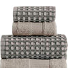 Porto 6 Piece Towel Set with Jacquard Grid Pattern The Urban Port Beige and Gray By Casagear Home BM222849