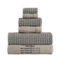 Porto 6 Piece Towel Set with Jacquard Grid Pattern The Urban Port Beige and Gray By Casagear Home BM222849