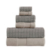 Porto Towel Set | 6 Piece | Jacquard Grid | Beige & Gray