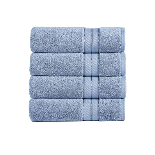 Bergamo 4 Piece Spun loft Fabric Towels with Striped Pattern The Urban Port, Blue By Casagear Home