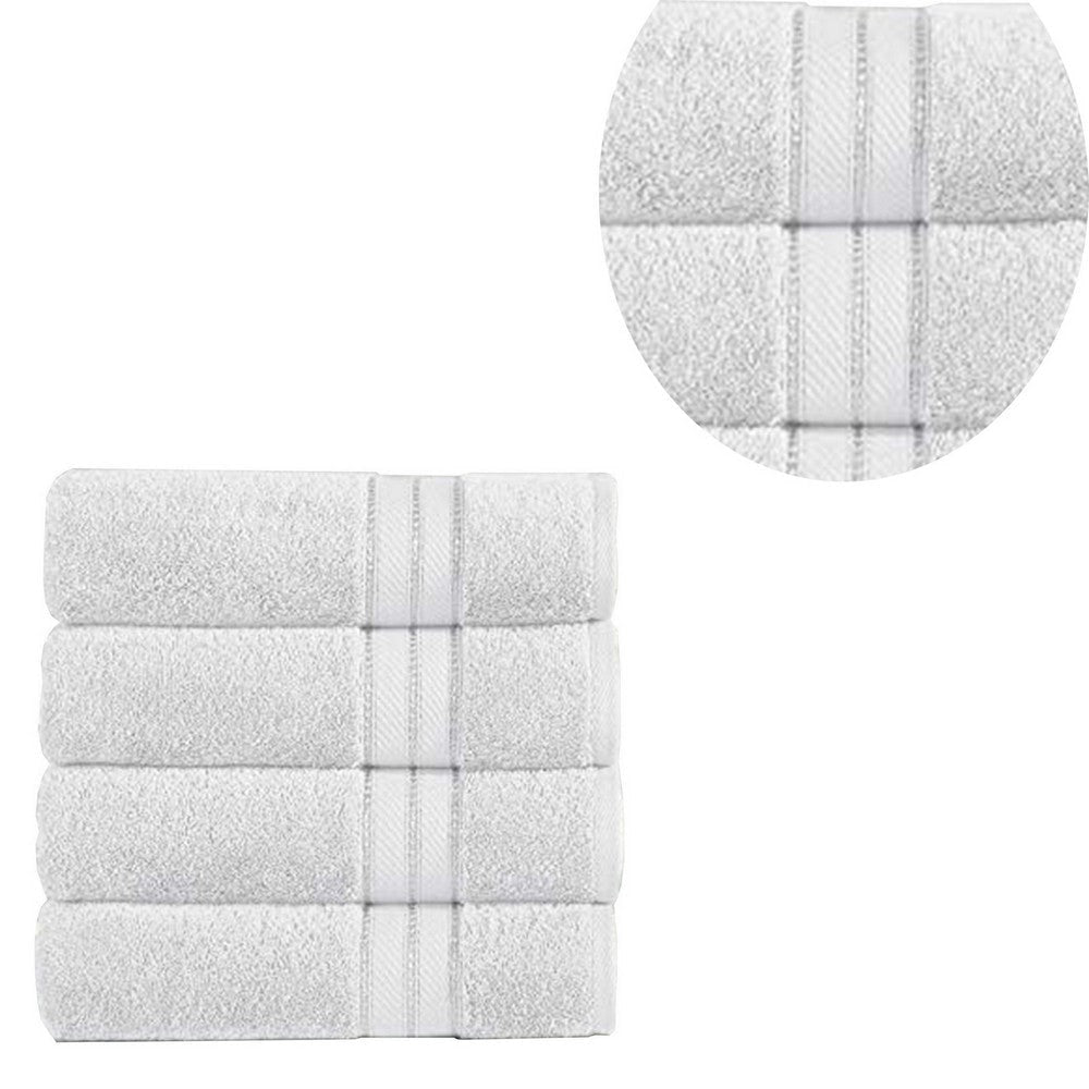 Bergamo 4 Piece Spun loft Towels with Stripes and Twill Weave The Urban Port White By Casagear Home BM222865