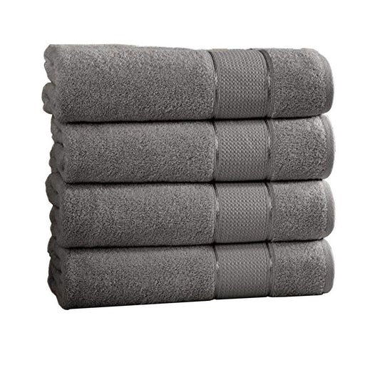 Bergamo Bath Sheets | 4 Piece | Spun Loft | Twill Weave | Charcoal Gray