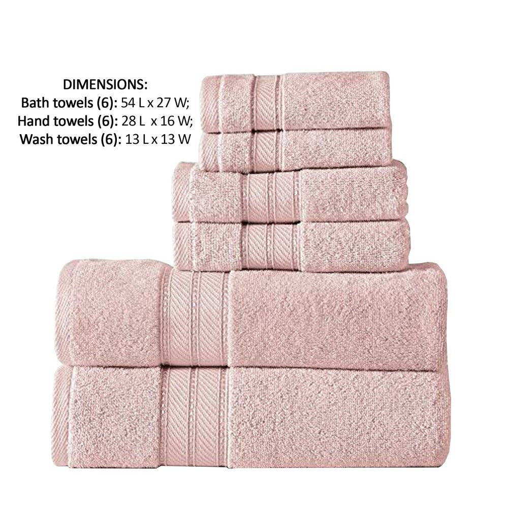Bergamo 6 Piece Spun loft Towel Set with Twill Weaving The Urban Port Pink BM222882