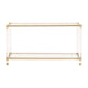 Metal Frame Glass Top Console Table with Acrylic Legs Clear and Brass By Casagear Home BM222986