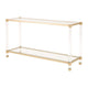 Glass Console Table | Metal Frame | Acrylic Legs | Clear & Brass