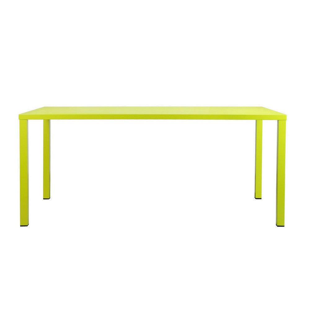 Slatted Top Metal Dining Table with Straight Legs Light Green BM223165