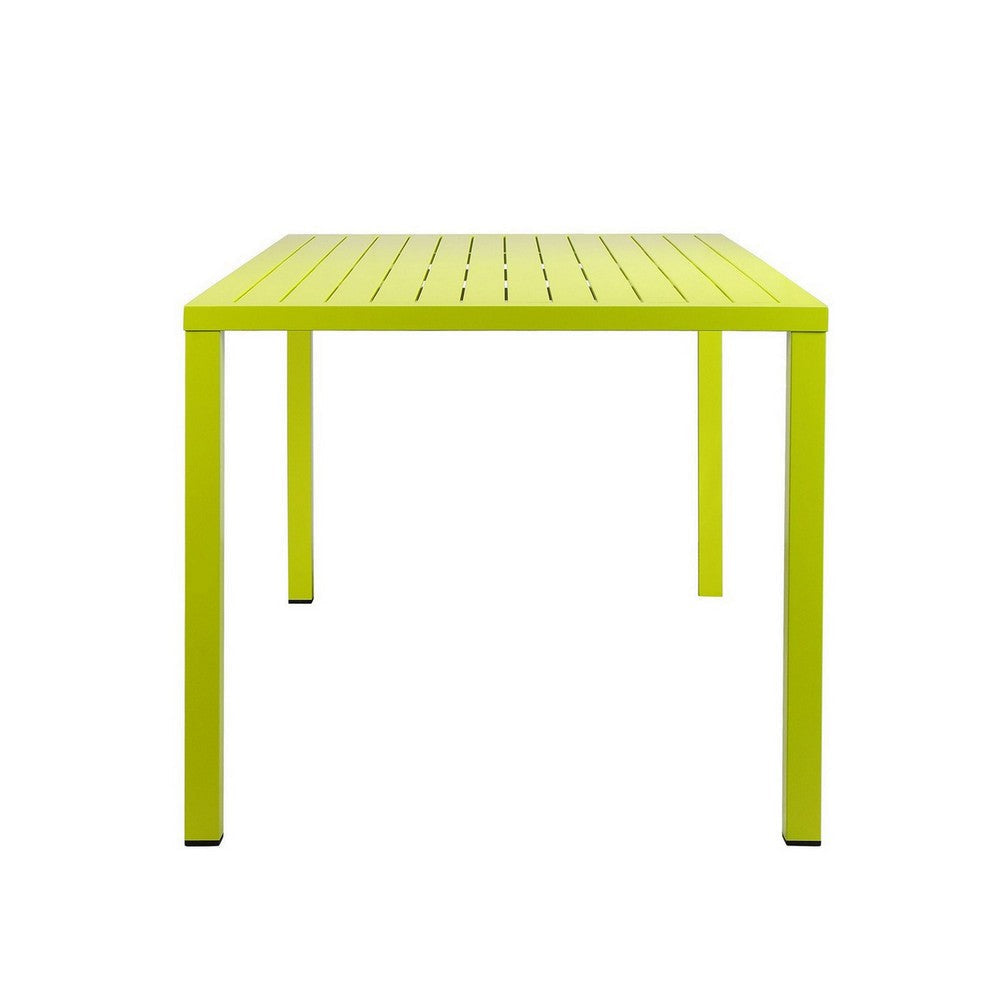 Slatted Top Metal Dining Table with Straight Legs Light Green BM223165