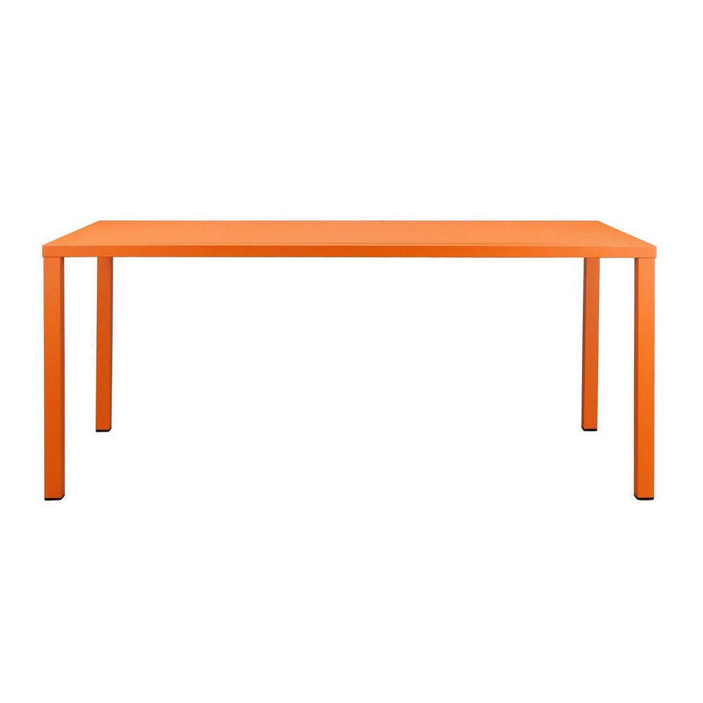 Slatted Top Metal Dining Table with Straight Legs Orange By Casagear Home BM223166