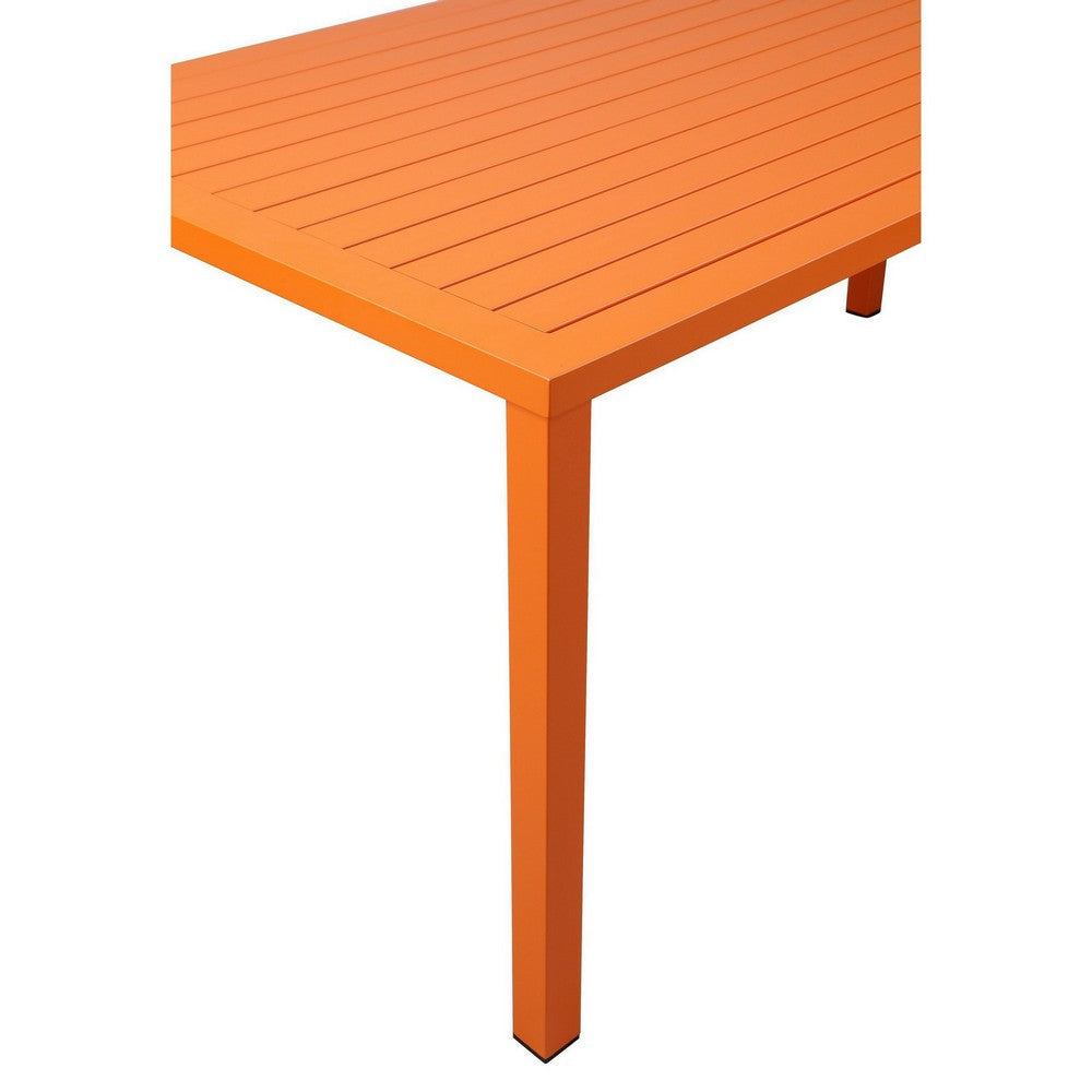 Slatted Top Metal Dining Table with Straight Legs Orange By Casagear Home BM223166