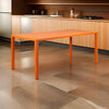 Slatted Top Metal Dining Table with Straight Legs Orange By Casagear Home BM223166