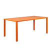 Slatted Top Metal Dining Table with Straight Legs, Orange By Casagear Home