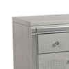 3 Drawer Wooden Nightstand with Mirror Accents and Faux Crystal Pulls Gray By Casagear Home BM223289