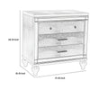 3 Drawer Wooden Nightstand with Mirror Accents and Faux Crystal Pulls Gray By Casagear Home BM223289