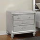 3 Drawer Wooden Nightstand with Mirror Accents and Faux Crystal Pulls, Gray By Casagear Home