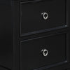 2 Drawer Wooden nightstand with Tapered Legs and Metal Rings, Black By Casagear Home