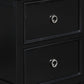 2 Drawer Wooden nightstand with Tapered Legs and Metal Rings Black By Casagear Home BM223297