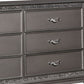 6 Drawer Wooden Dresser with Encrusted Crystal Accent Silver By Casagear Home BM223321