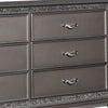 6 Drawer Wooden Dresser with Encrusted Crystal Accent Silver By Casagear Home BM223321