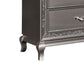 6 Drawer Wooden Dresser with Encrusted Crystal Accent Silver By Casagear Home BM223321