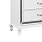 6 Drawer Wooden Dresser with Encrusted Crystal Accent White By Casagear Home BM223322