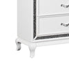 6 Drawer Wooden Dresser with Encrusted Crystal Accent White By Casagear Home BM223322